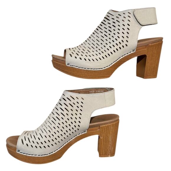 Dansko Danae Block Heel Sandal Minimalist Comfort Casual Leather Oyster 37 6.5 7 - Picture 3 of 9